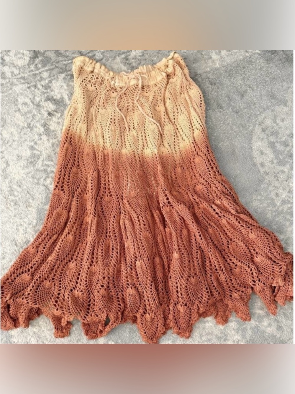 Boho Crochet Long Maxi Skirt Ombré Boho Gypsy Hippie Festival Free Size O/S
